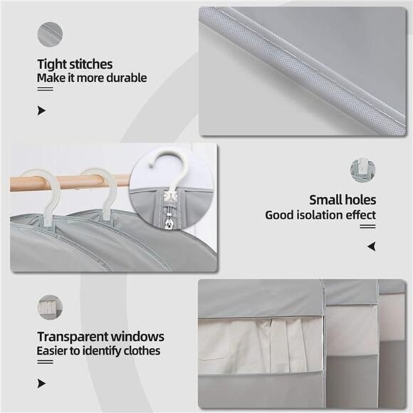 DressBags for Gowns Long,65''LongDress Clear GarmentBag(Set of 4, 23.3'' X 65'') - Picture 3 of 7